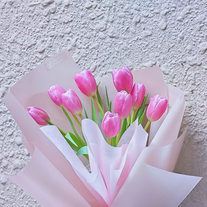 Pink Tulip in Soft Pink Paper Bouquet
