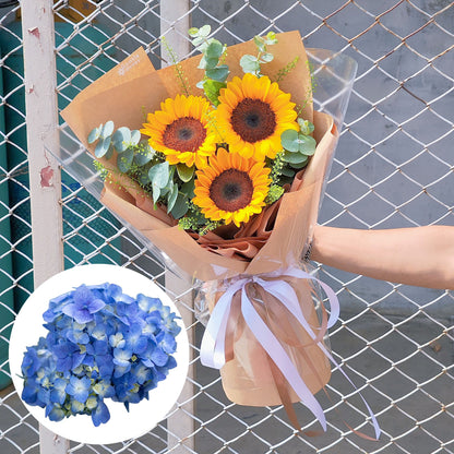 Three Sunflowers with Eucalyptus and Pepper Grass in Kraft Paper Bouquet