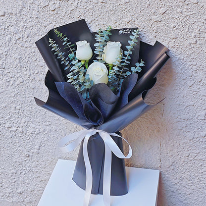 White Rose with Eucalyptus Bouquet
